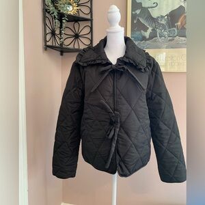 Vigoss NWT Black Quilted Puffer Jacket Spring Feminine Cute Ruffle